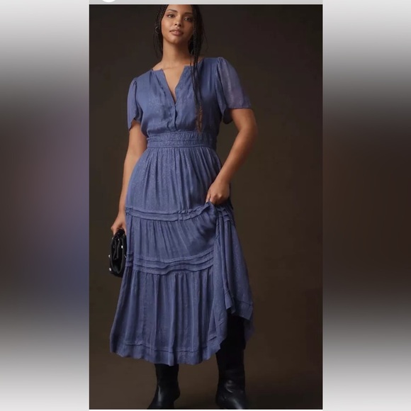 NWT Anthropologie The Somerset Maxi Dress: Lurex Edition Size L - Picture 5 of 12